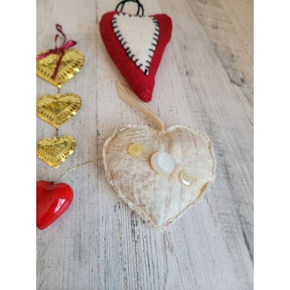 Unique plush heart golden ornament Xmas set - Picture 2 of 6